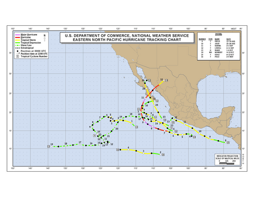 2008 Eastern North Pacific Hurricane Season Track Map Part b
