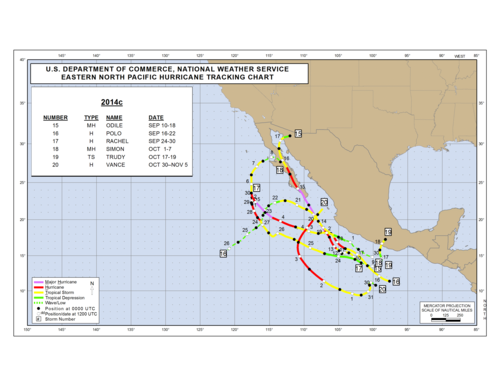 2014 Eastern North Pacific Hurricane Season Track Map Part c